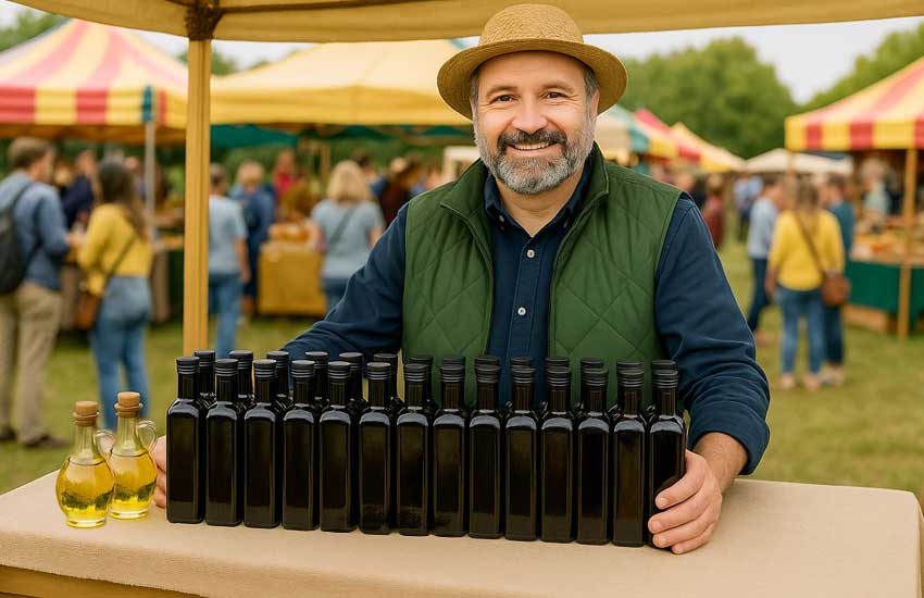 cold pressed oil selling at the fair